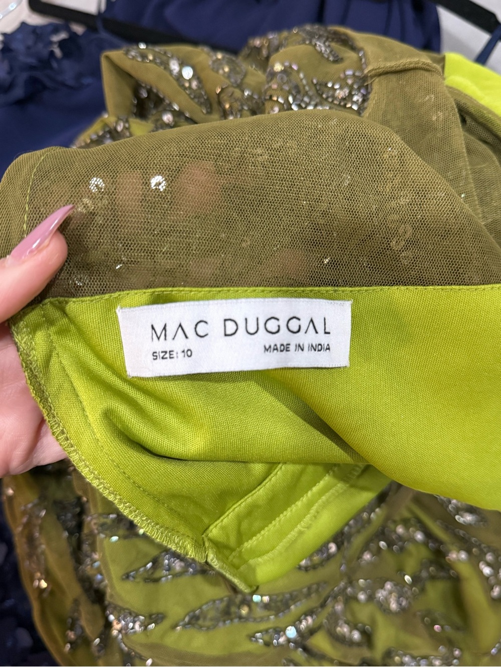 Mac Duggal Olive Green illusion sequins Evening Gown - Picture 6 of 12